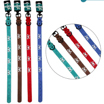 Collar PU con diseño perro bordado 12pcs